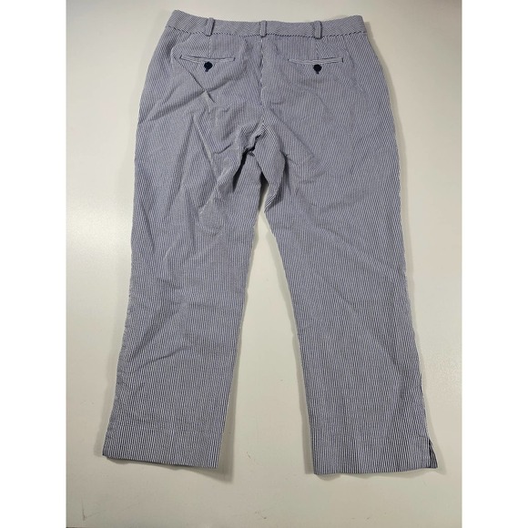 Talbots seersucker navy striped capris size 10 curvy cut EUC ^ - Picture 1 of 6